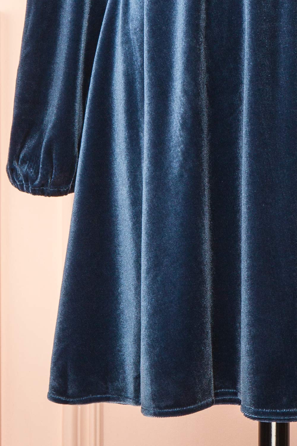 Nabintou Blue Velvet Wrap Dress | Boutique 1861 sleeve