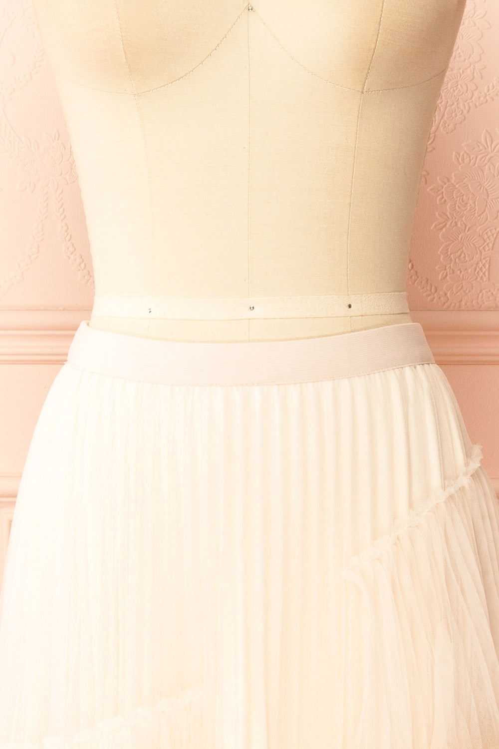 Nadege Pink Maxi Skirt with Lace Trim Detail | Boutique 1861 front