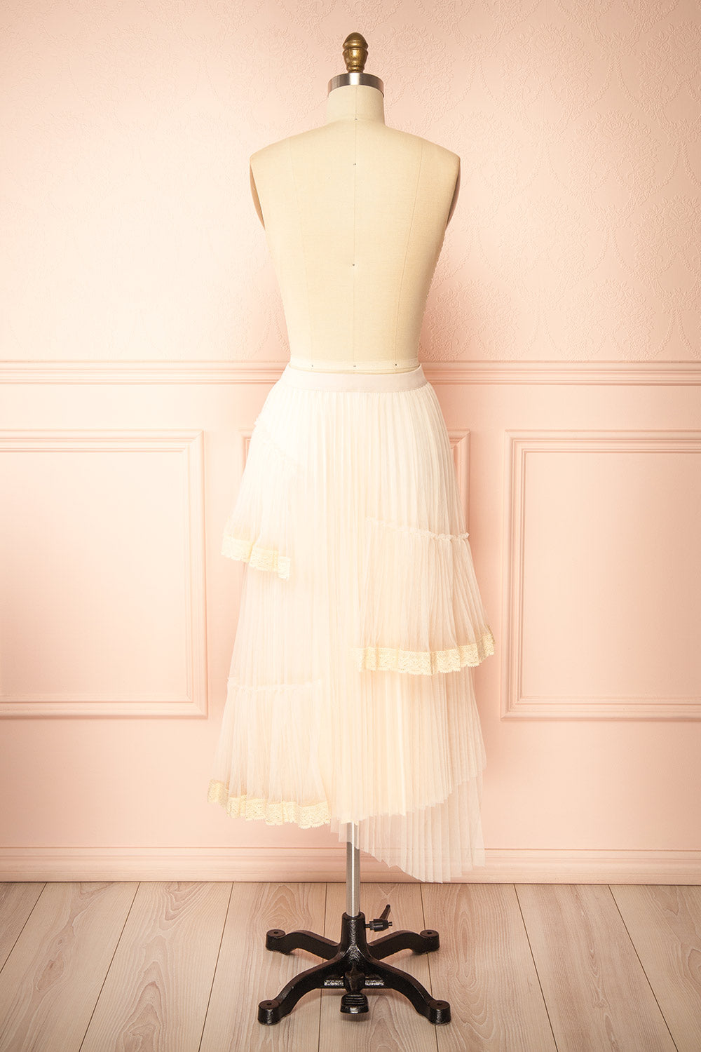 Nadege Pink Maxi Skirt with Lace Trim Detail | Boutique 1861 back view