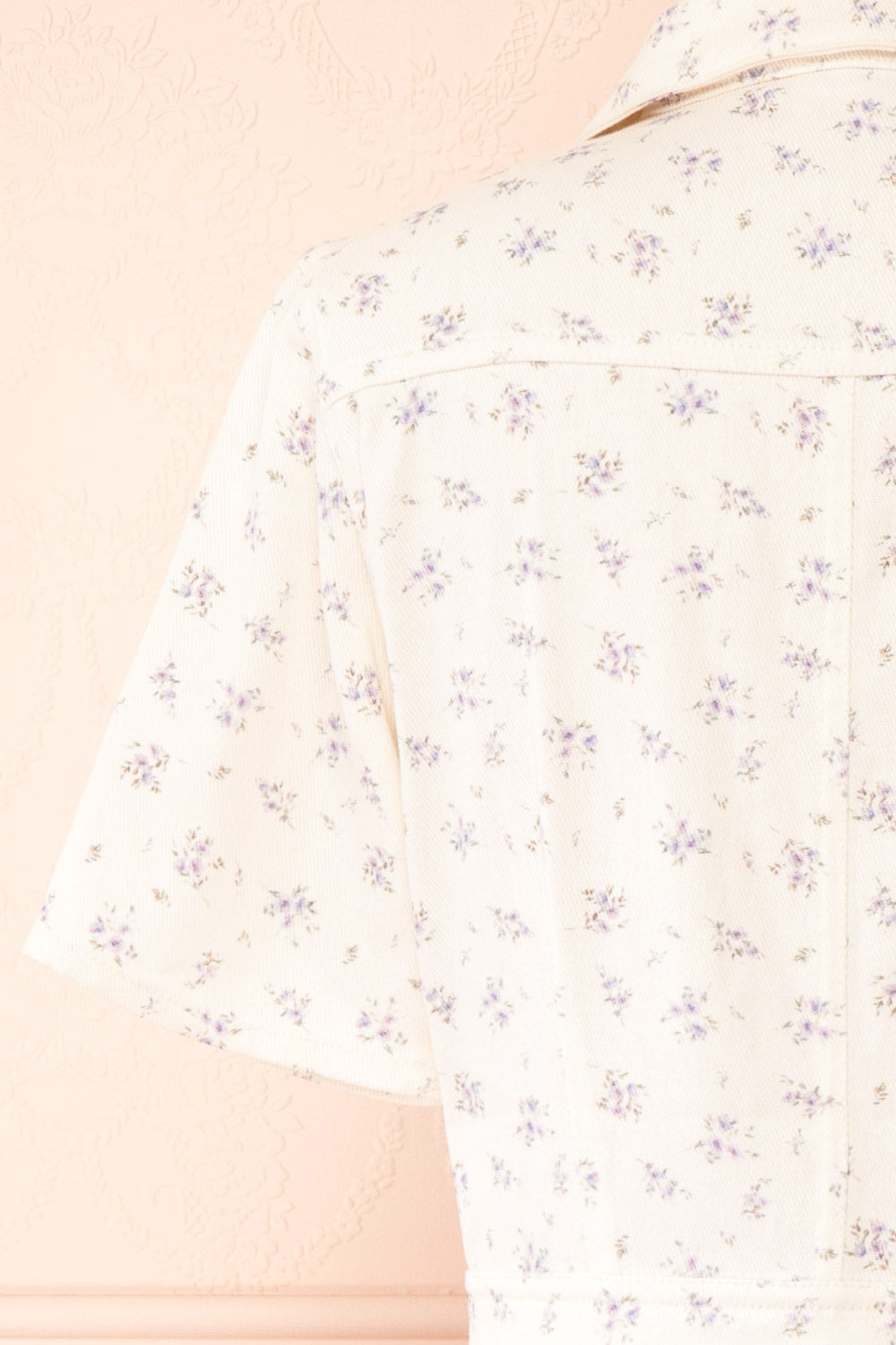 Nadine Short Floral Denim Dress w/ Pockets | Boutique 1861 back