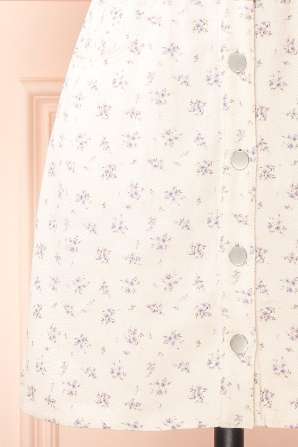 Nadine Short Floral Denim Dress w/ Pockets | Boutique 1861 bottom