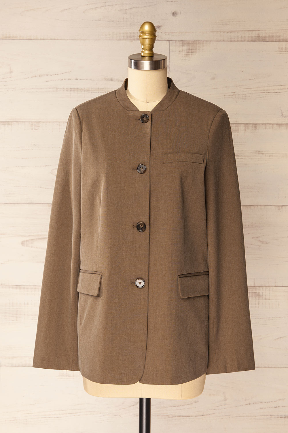 Nador Brown Button-Up Blazer | La petite garçonne front view