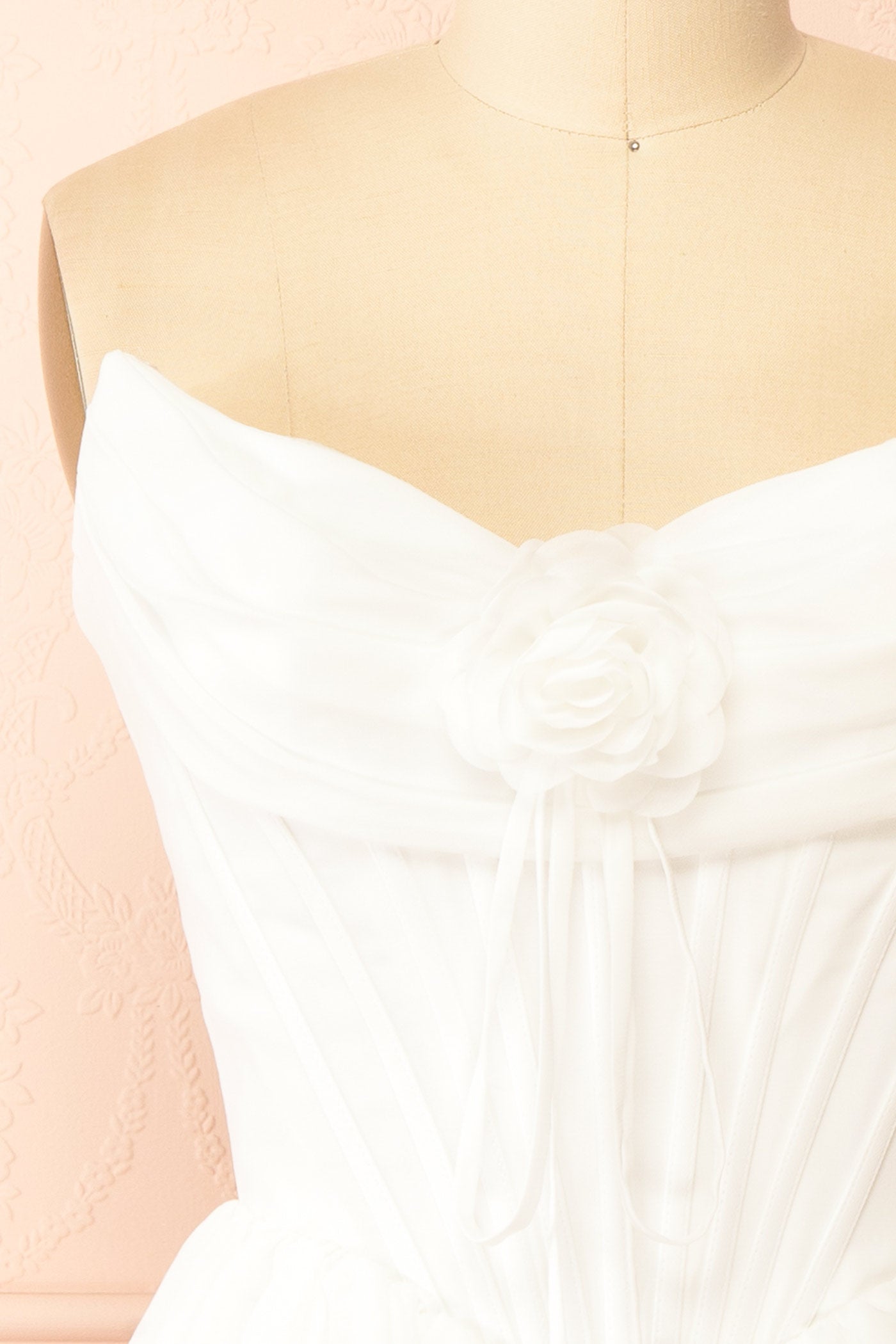 Naemia Ivory Strapless Corset Mini Dress with Flower | Boudoir 1861 details
