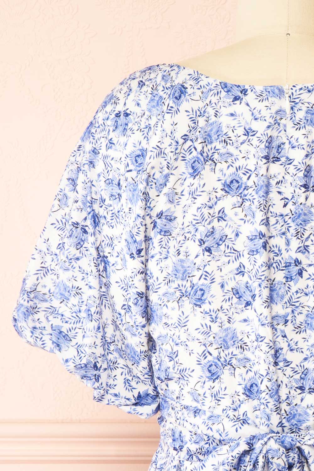 Nafissa Short Blue Floral Dress with Back Tie | Boutique 1861 back