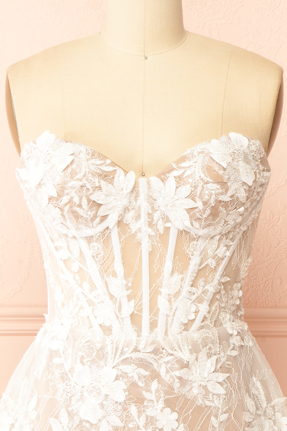 Nalah White Short Corset Dress with Appliqués | Boudoir 1861 front