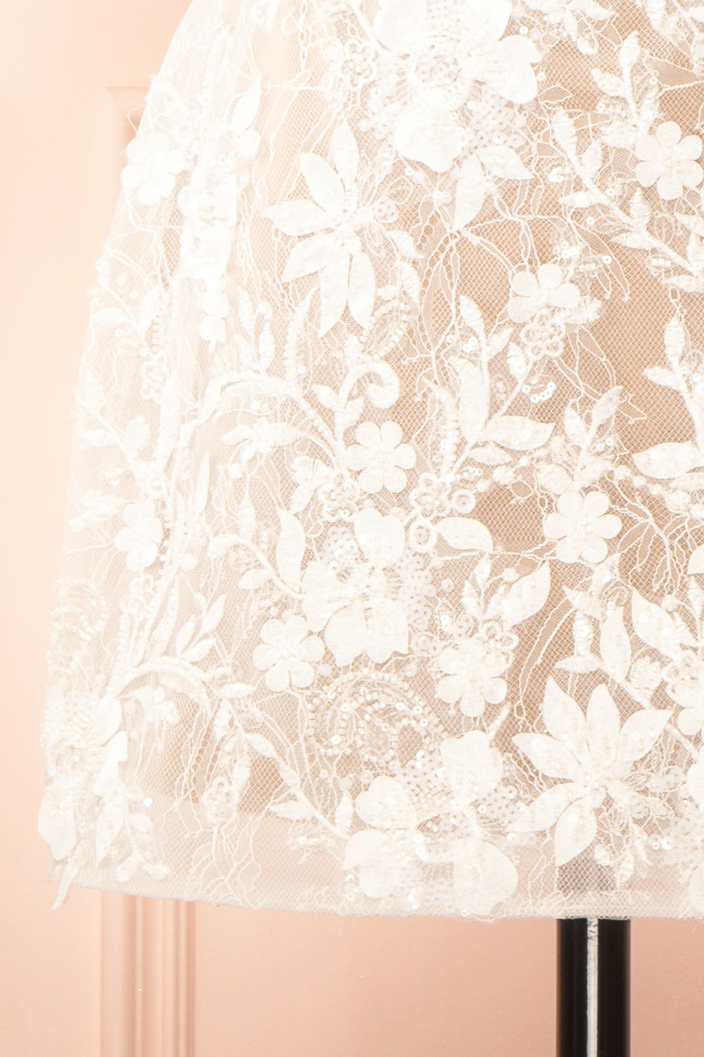 Nalah White Short Corset Dress with Appliqués | Boudoir 1861 bottom