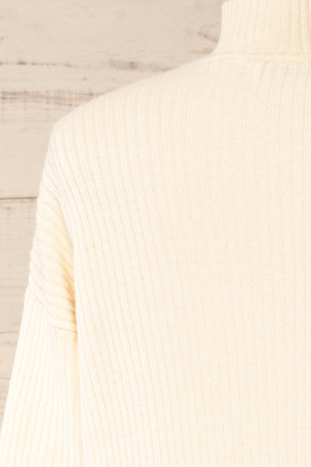 Nalchik Ivory Long Ribbed Sweater w/ Slit | La petite garçonne back close-up