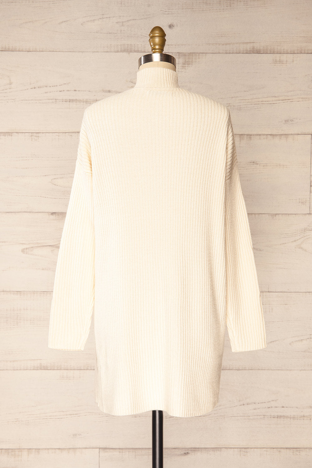 Nalchik Ivory Long Ribbed Sweater w/ Slit | La petite garçonne back view