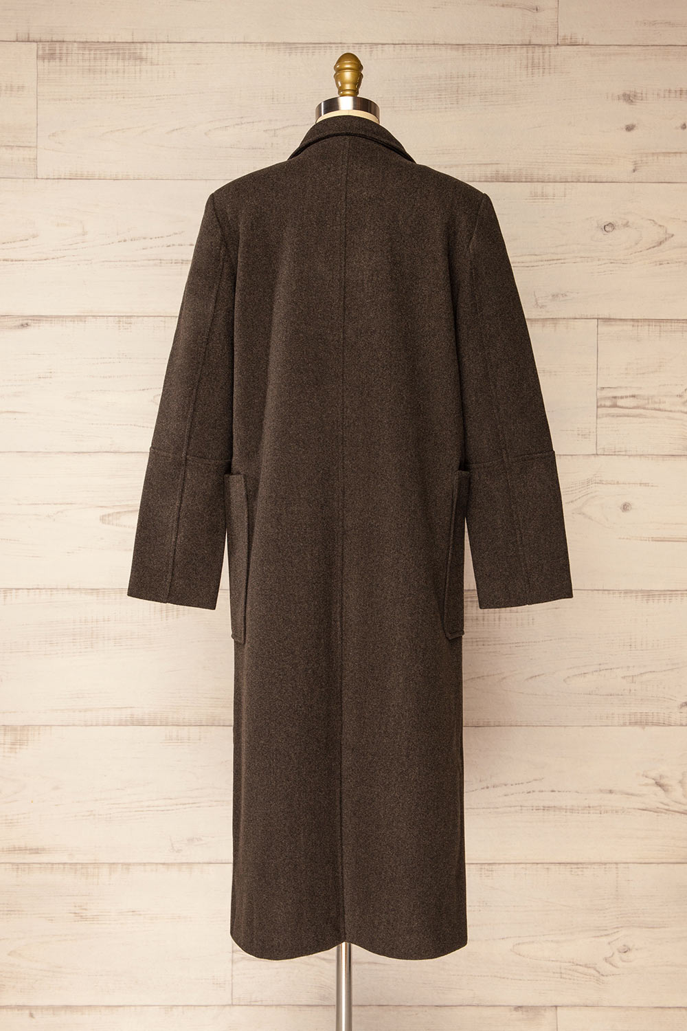 Namur Charcoal Double-Breasted Coat | La petite garçonne back view