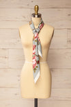 front tie of Nanded Blue Floral Satin Scarf at La petite garçonne