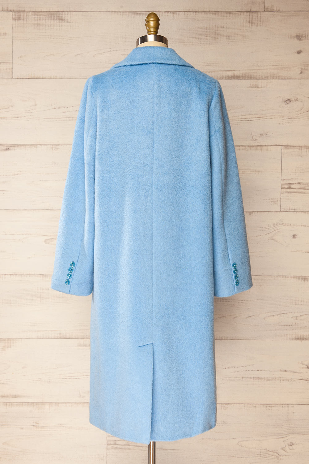 Naola Pastel Blue Brushed Felt Coat | La petite garçonne back view