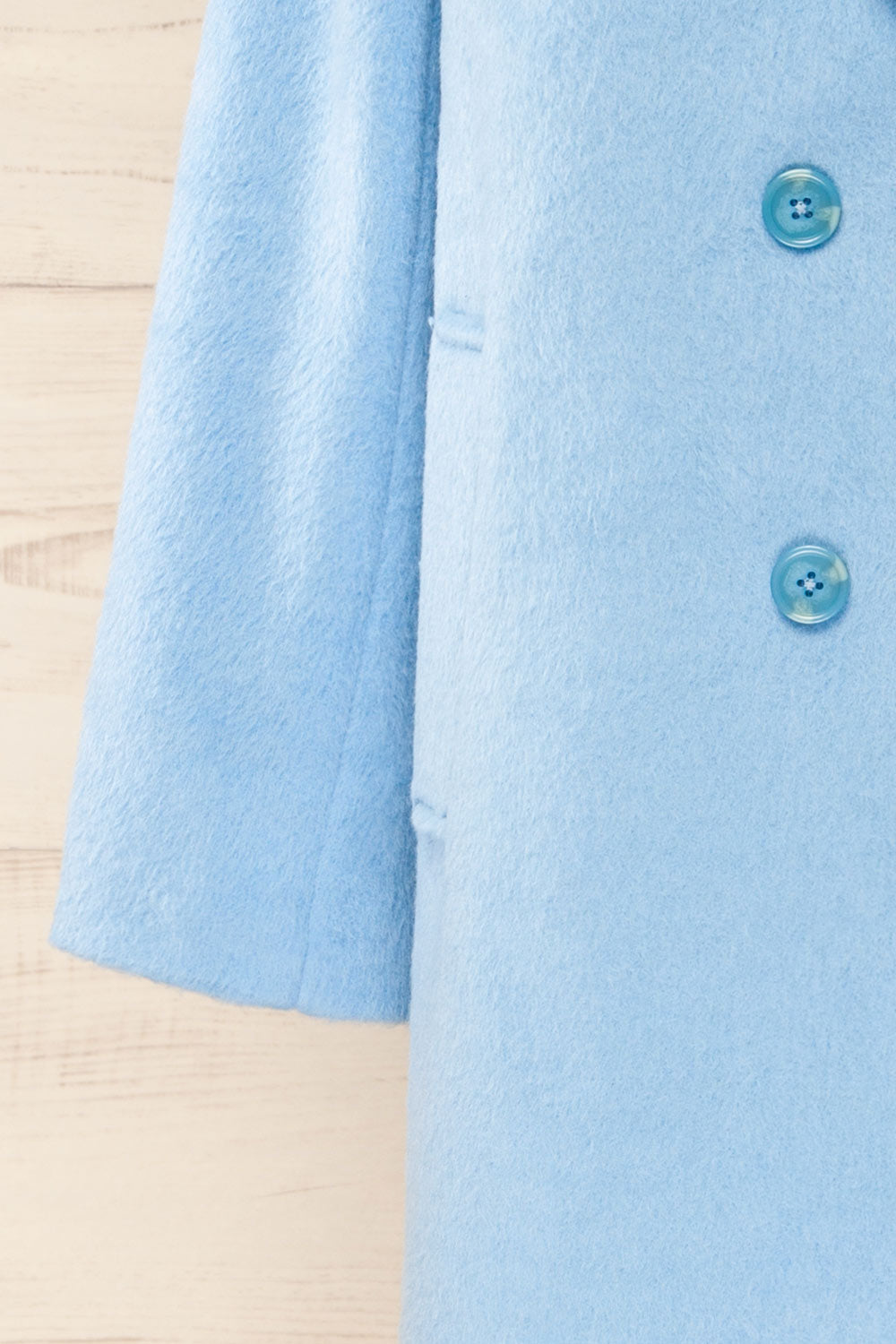 Naola Pastel Blue Brushed Felt Coat | La petite garçonne sleeve
