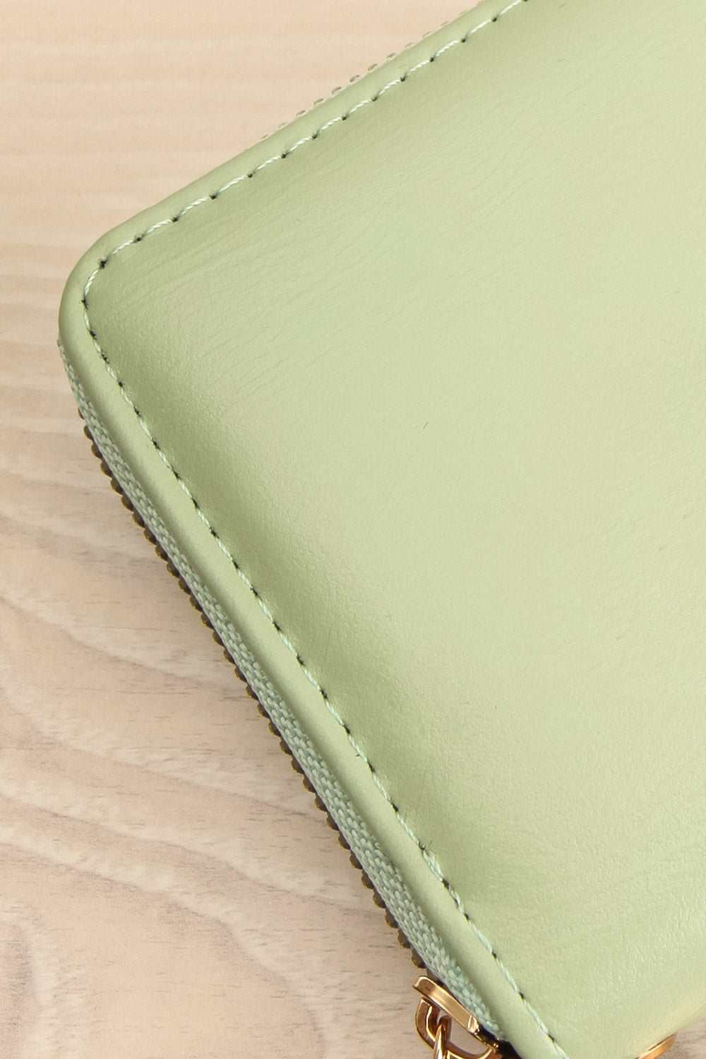 Naples Sage Faux-Leather Wallet | La petite garçonne close-up