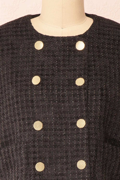 Nareve Black Vintage Style Tweed Jacket | Boutique 1861 front close-up