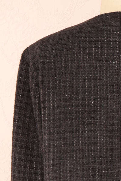 Nareve Black Vintage Style Tweed Jacket | Boutique 1861 back close-up