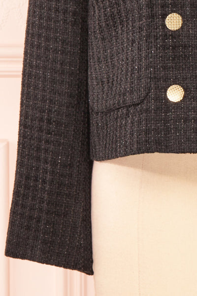Nareve Black Vintage Style Tweed Jacket | Boutique 1861 sleeve
