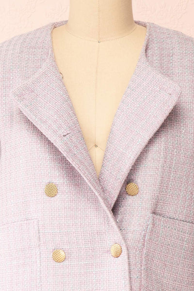 Nareve Lilac Vintage Style Tweed Jacket | Boutique 1861 open close-up