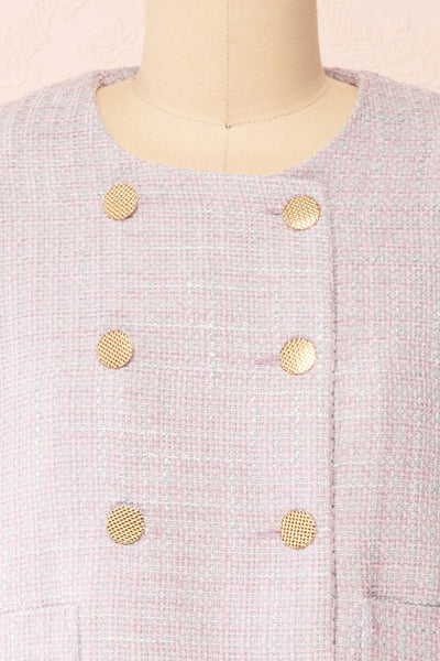 Nareve Lilac Vintage Style Tweed Jacket | Boutique 1861 front close-up