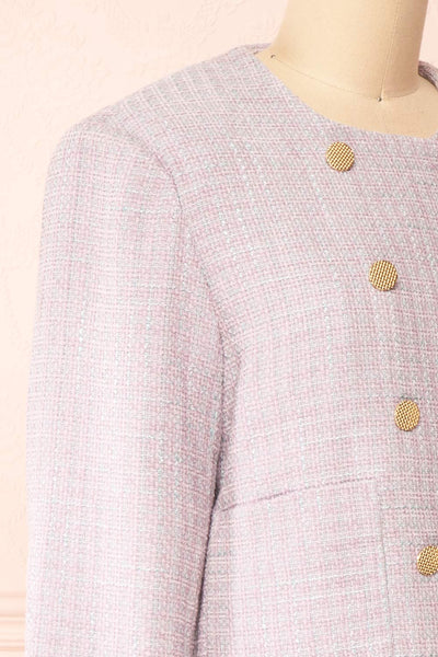Nareve Lilac Vintage Style Tweed Jacket | Boutique 1861 side close-up