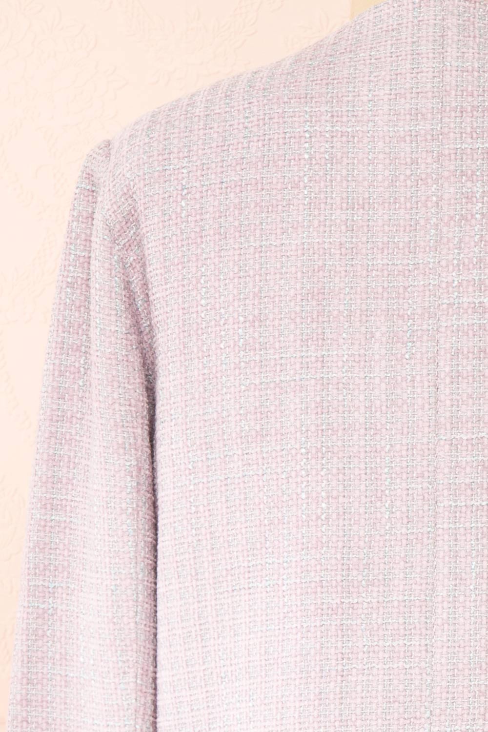 Nareve Lilac Vintage Style Tweed Jacket | Boutique 1861 back close-up