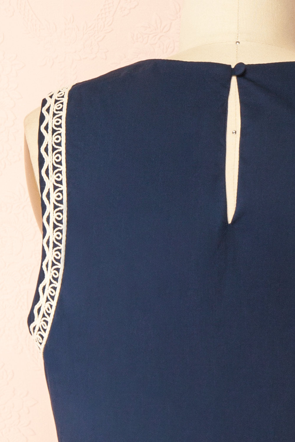 Narsica Navy Sleeveless Top with Floral Embroidery | Boutique 1861 back