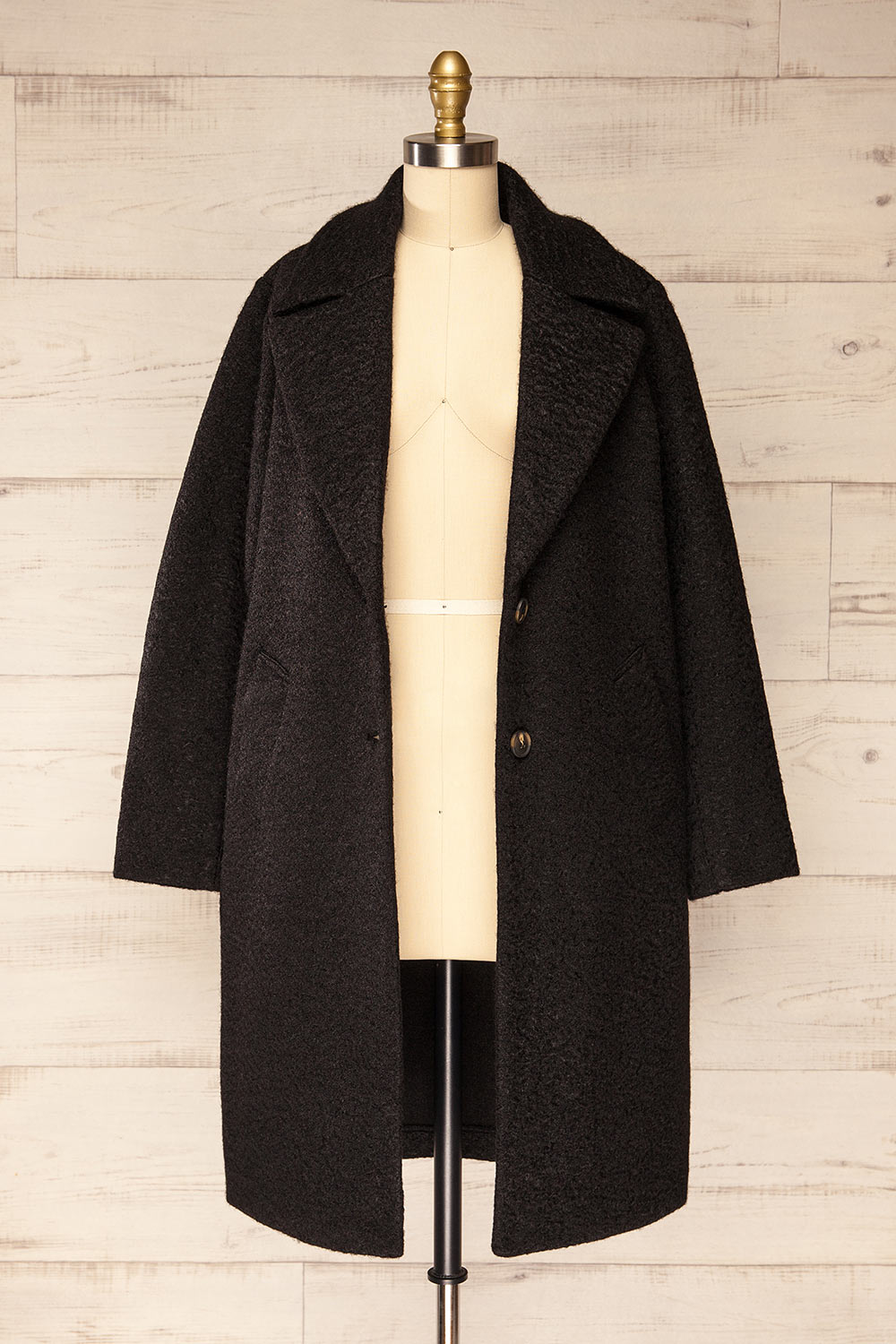 Naryn Black Felt Trench Coat | La petite garçonne open view