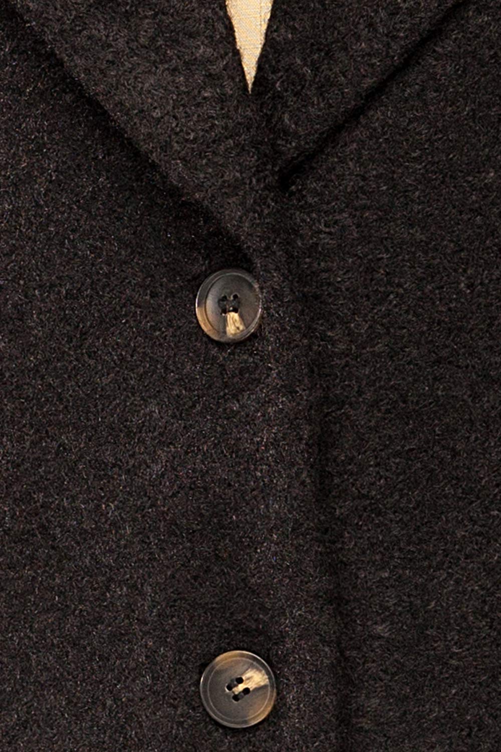 Naryn Black Felt Trench Coat | La petite garçonne fabric