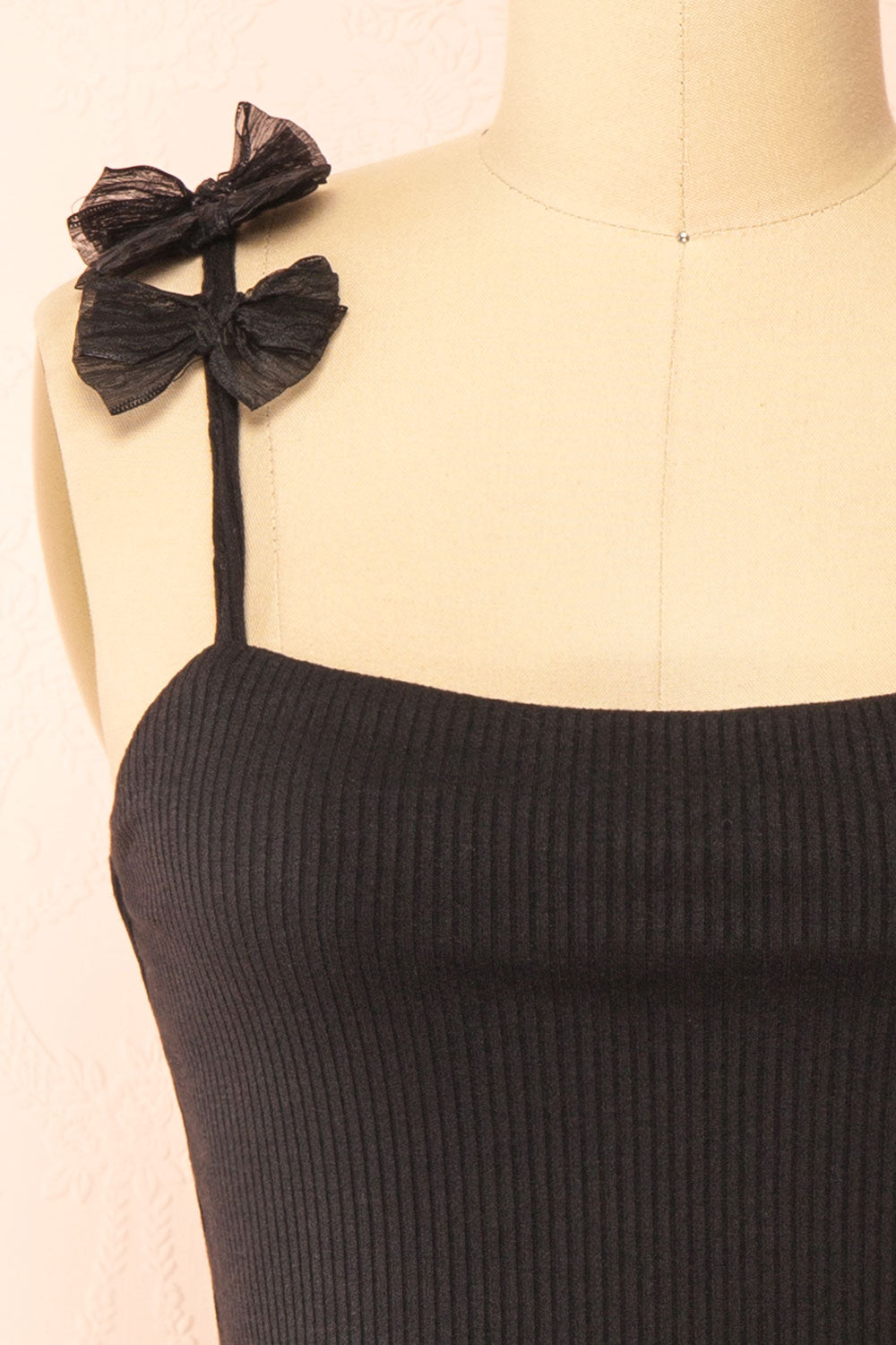 Nasha Black Crop Top w/ Organza Bows | Boutique 1861 front