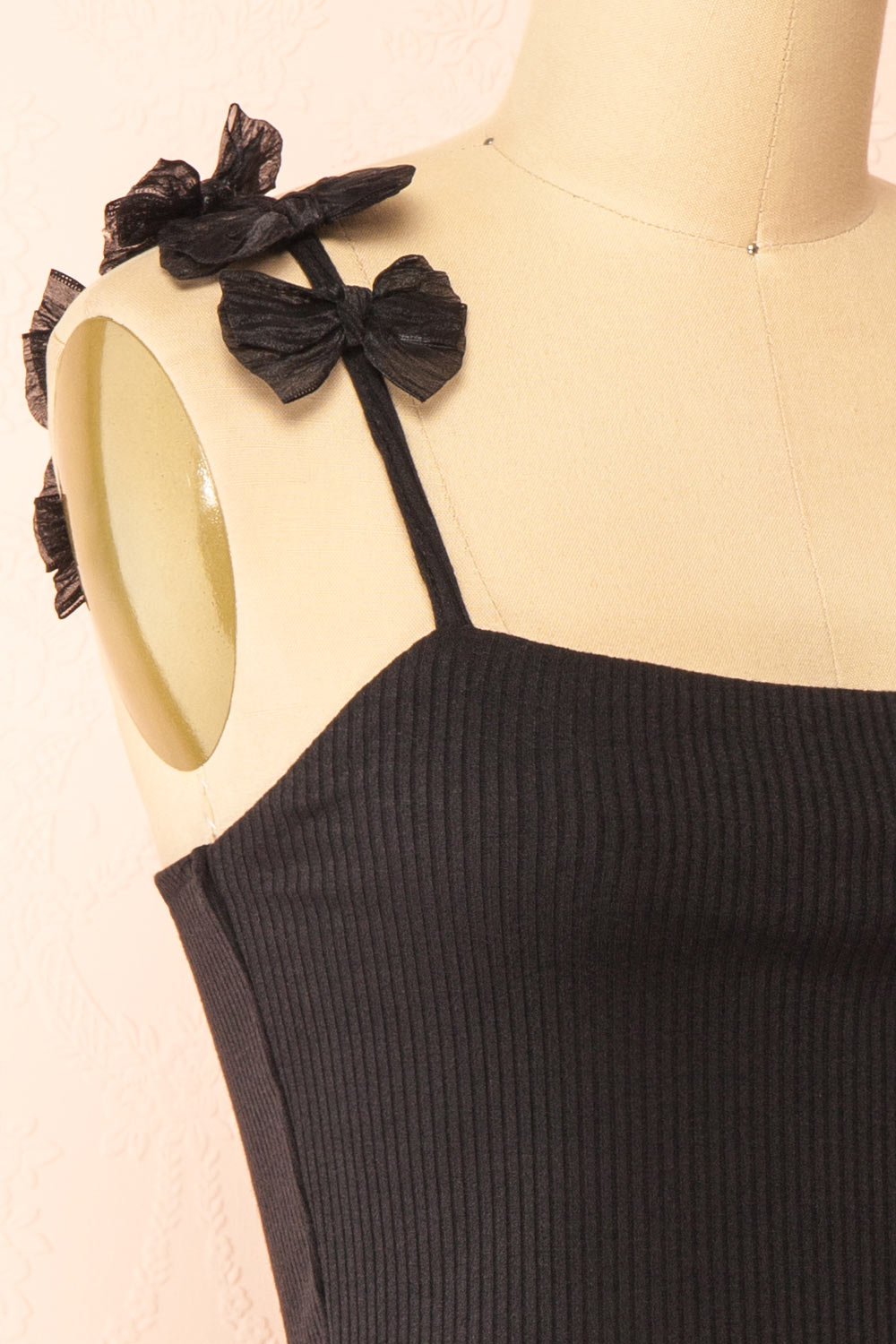 Nasha Black Crop Top w/ Organza Bows | Boutique 1861 side