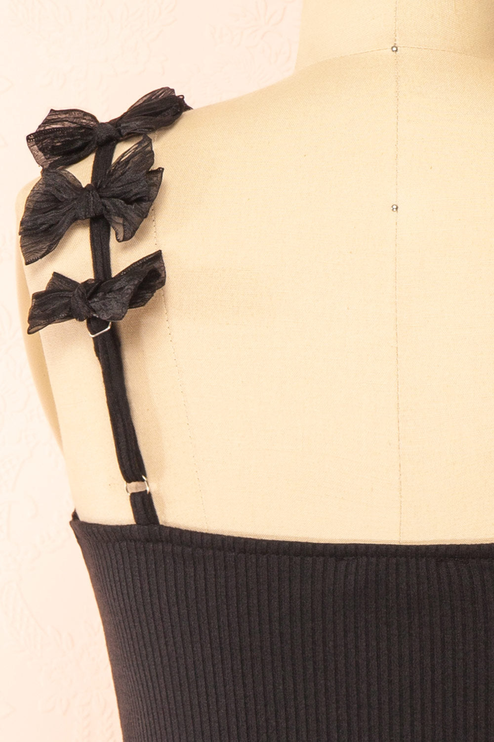 Nasha Black Crop Top w/ Organza Bows | Boutique 1861 back