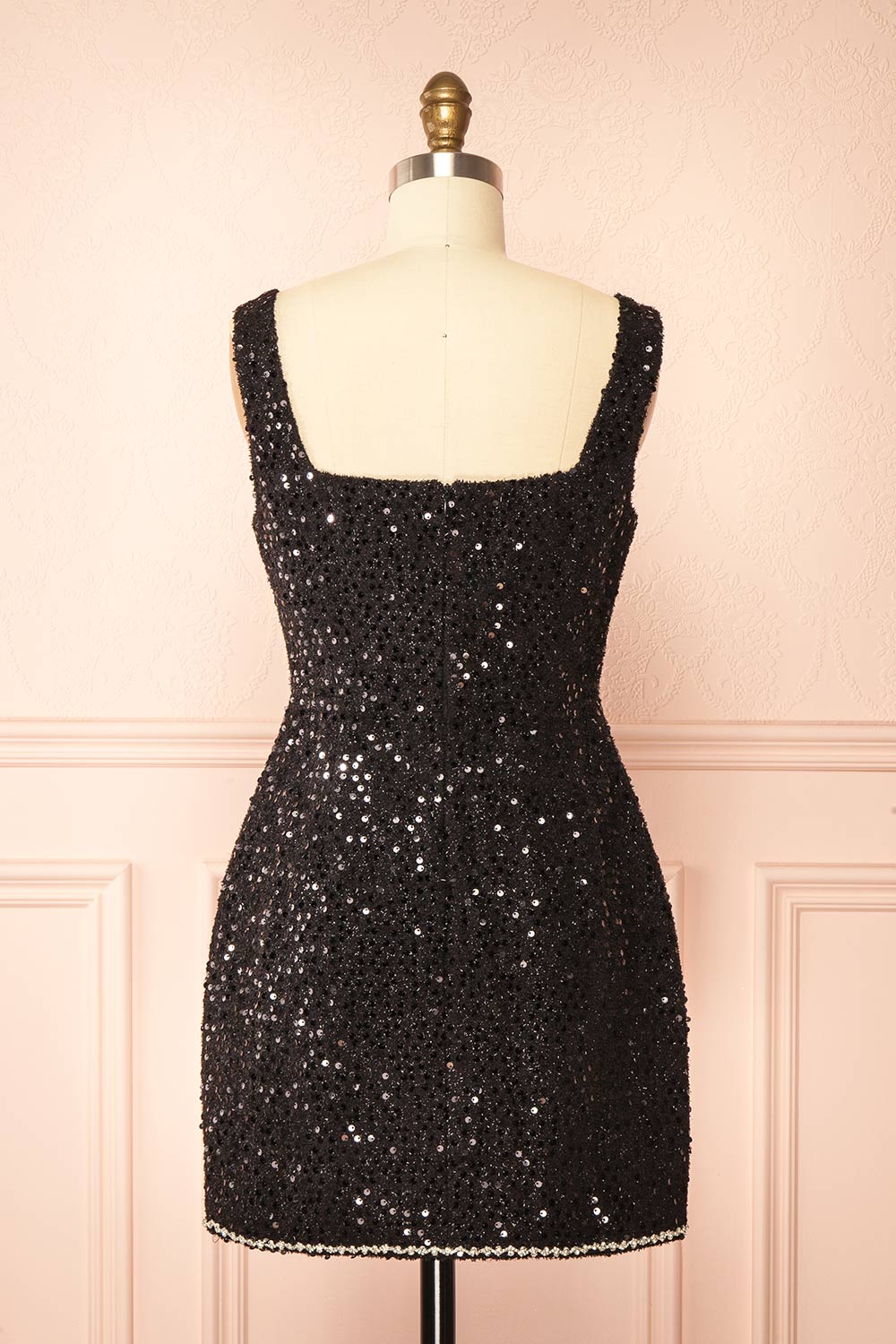 Nawal Short Black Dress with Sequins | Boutique 1861 back view