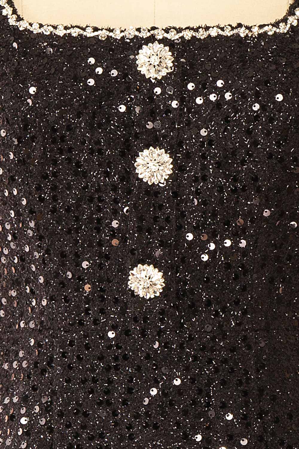 Nawal Short Black Dress with Sequins | Boutique 1861 fabric