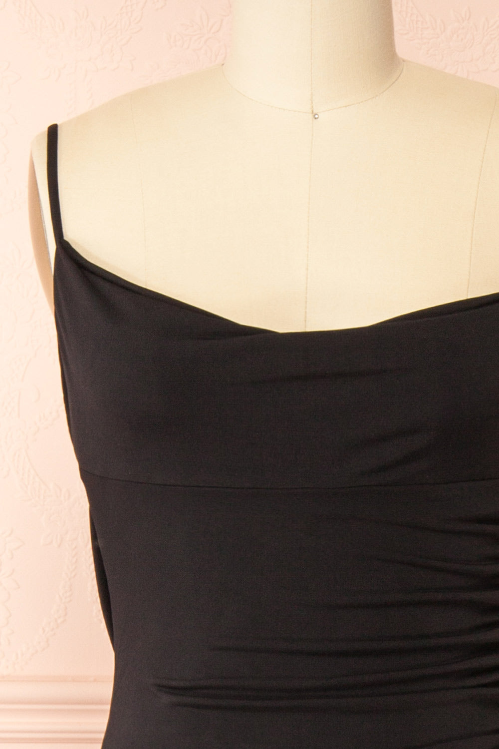 Nayla Black Mermaid Maxi Dress w/ Open Back | Boutique 1861 front