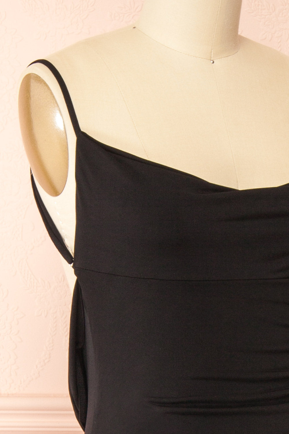 Nayla Black Mermaid Maxi Dress w/ Open Back | Boutique 1861 side