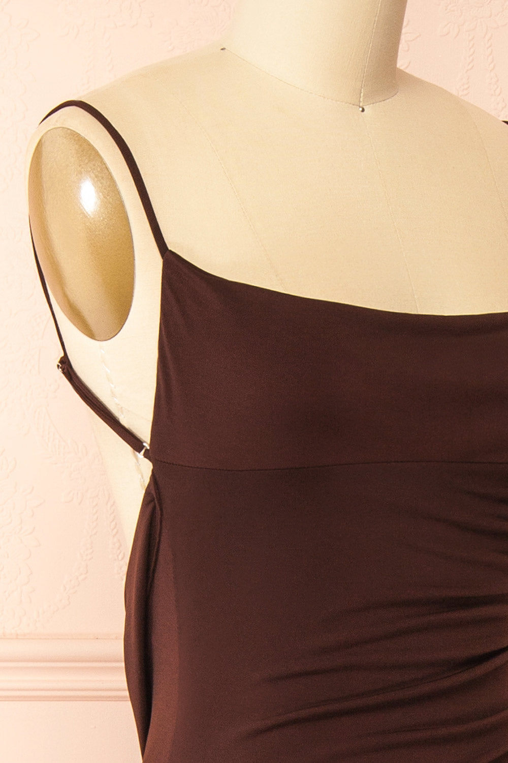 Nayla Brown Mermaid Maxi Dress with Open Back | La petite garçonne side