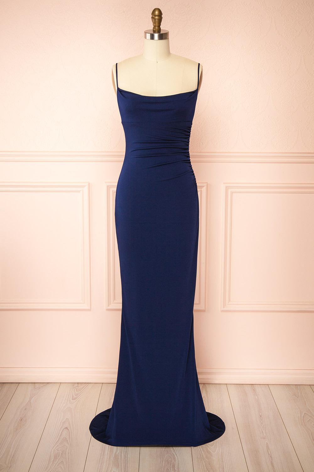 Nayla Navy Mermaid Maxi Dress with Open Back