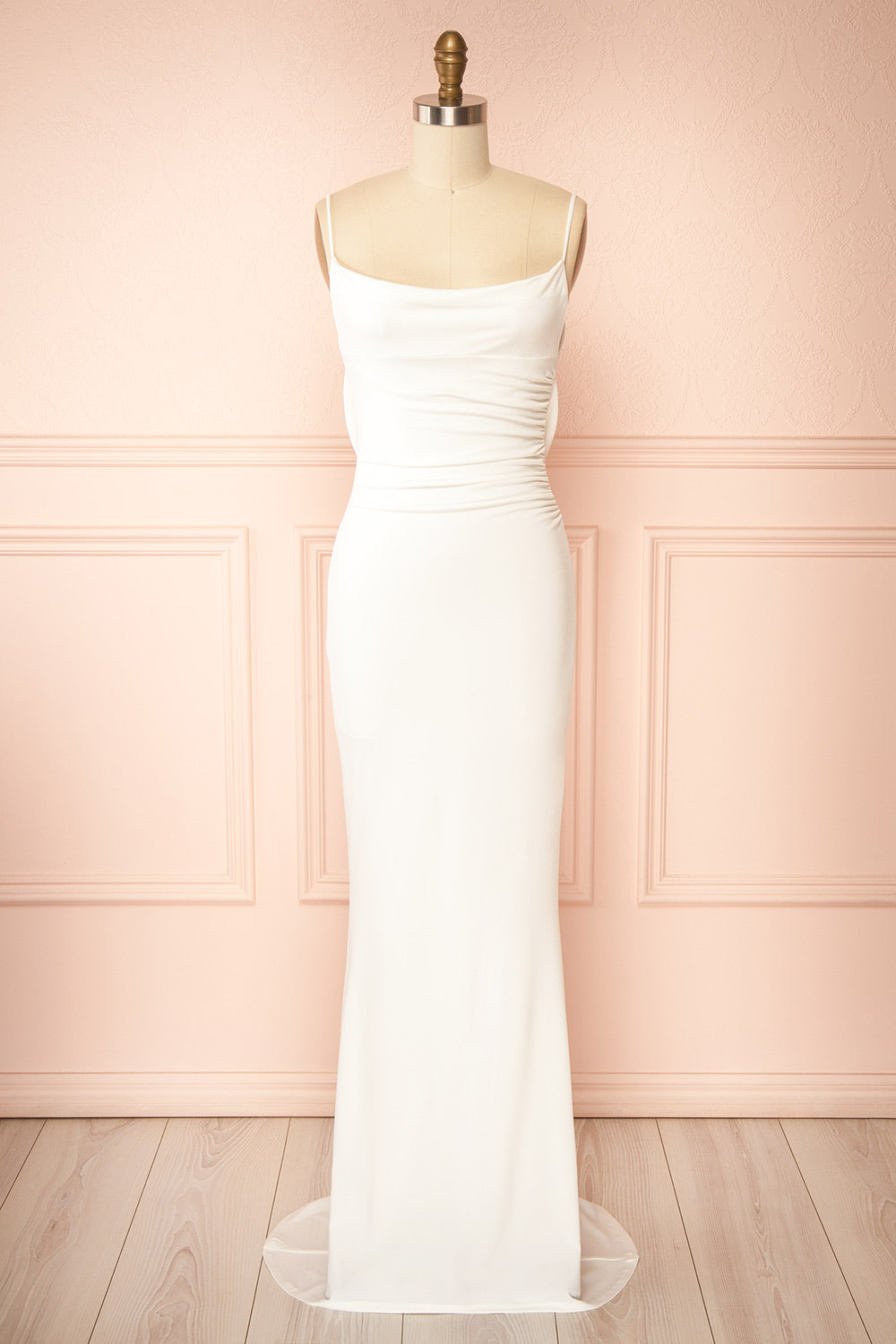 Naylee White Mermaid Bridal Maxi Dress with Open Back | Boudoir 1861 front view