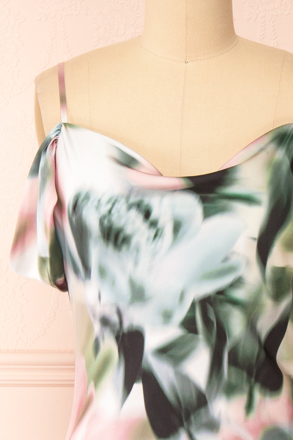 Nefera Colorful Blurry Floral Satin Dress | Boutique 1861 front