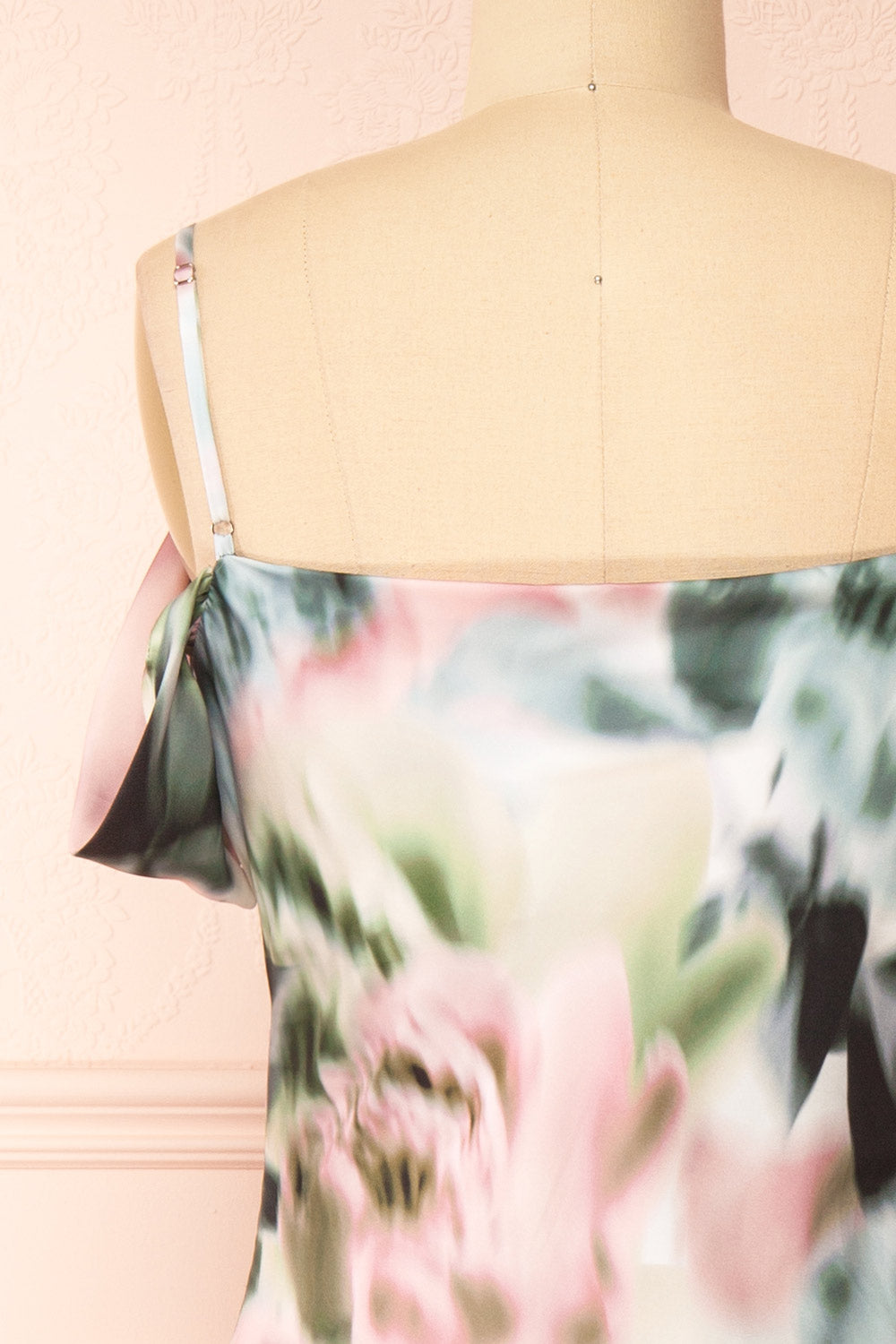 Nefera Colorful Blurry Floral Satin Dress | Boutique 1861 back