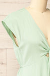 Neko Mint Short Tie-Front Linen Dress | La petite garçonne side