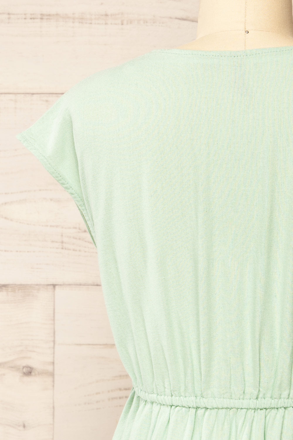 Neko Mint Short Tie-Front Linen Dress | La petite garçonne back