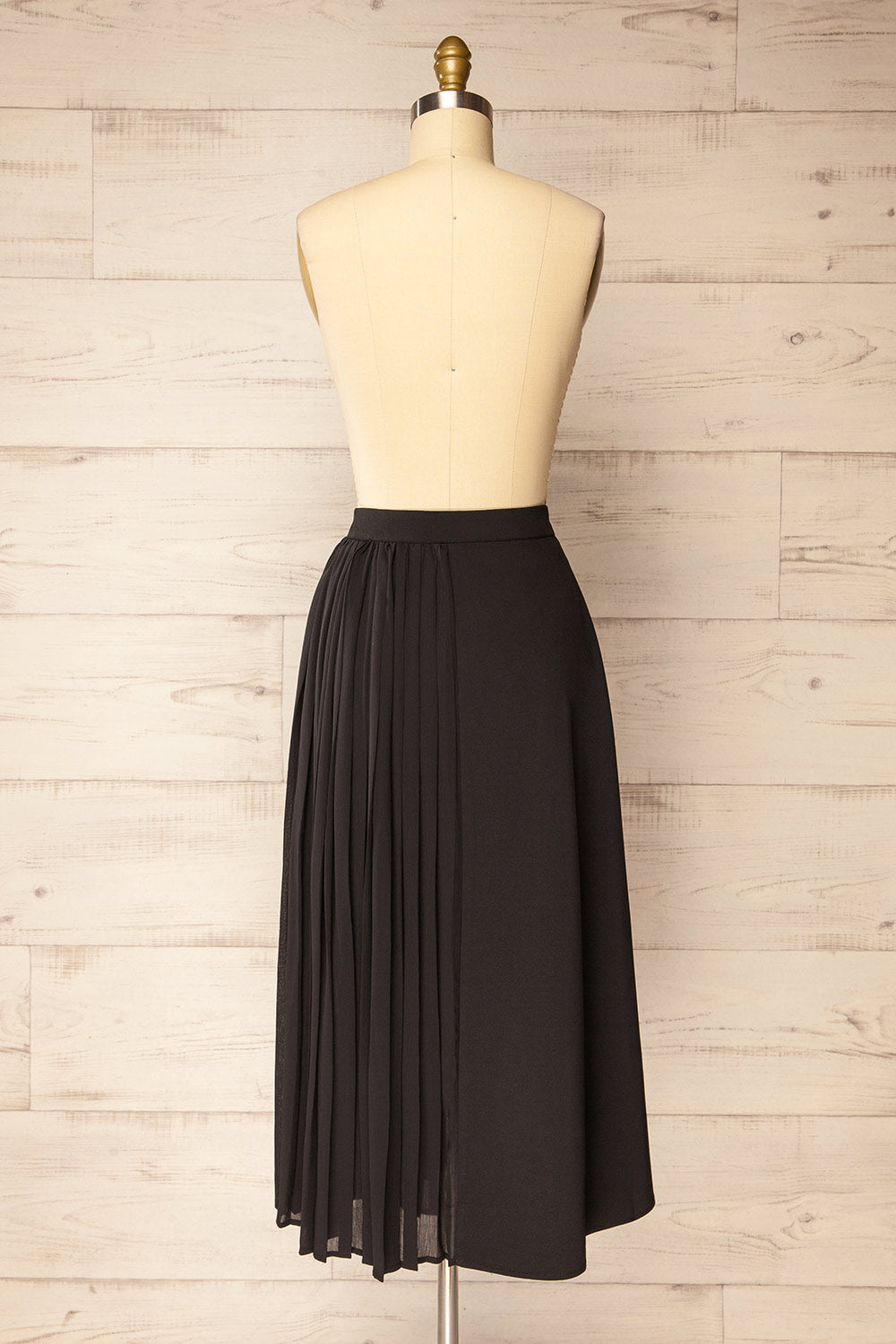 Nelson Pleated Midi Black Skirt | La petite garçonne back view
