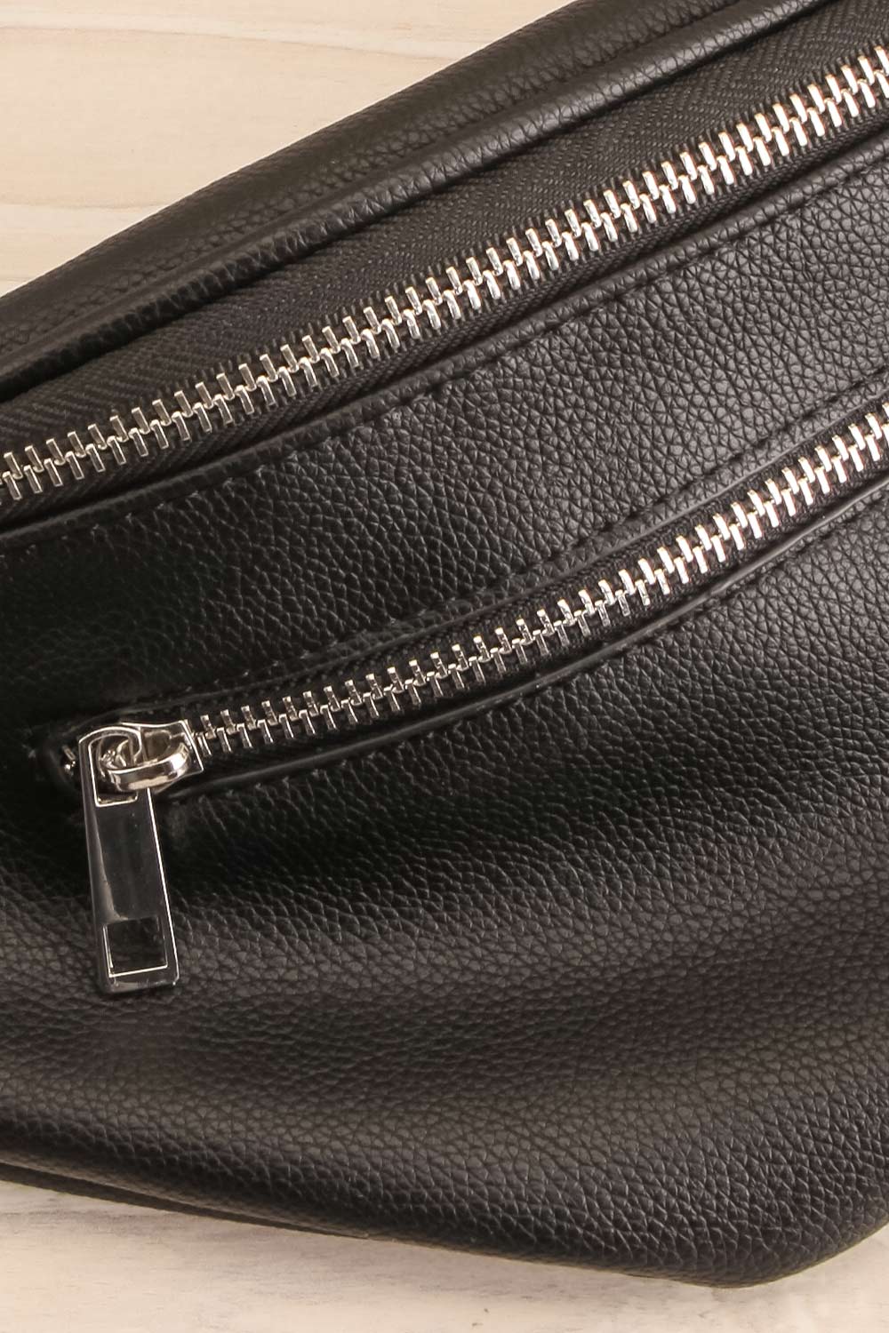 Nemonade Black Faux-Leather Fanny Pack | La petite garçonne close-up