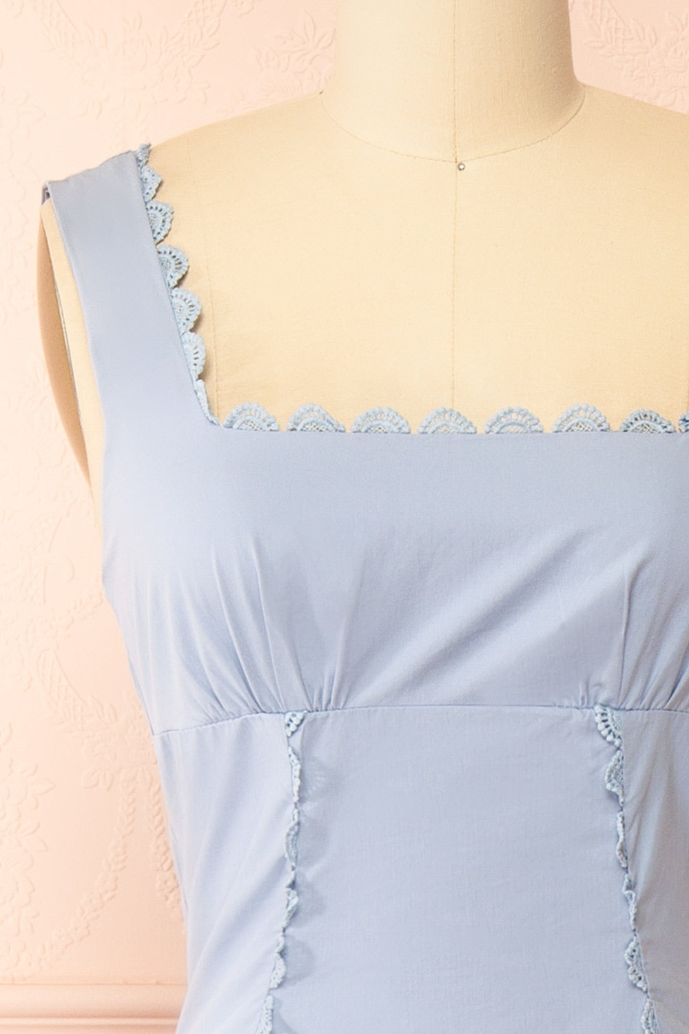 Nena Blue Long Dress with Square Neckline | Boutique 1861 front