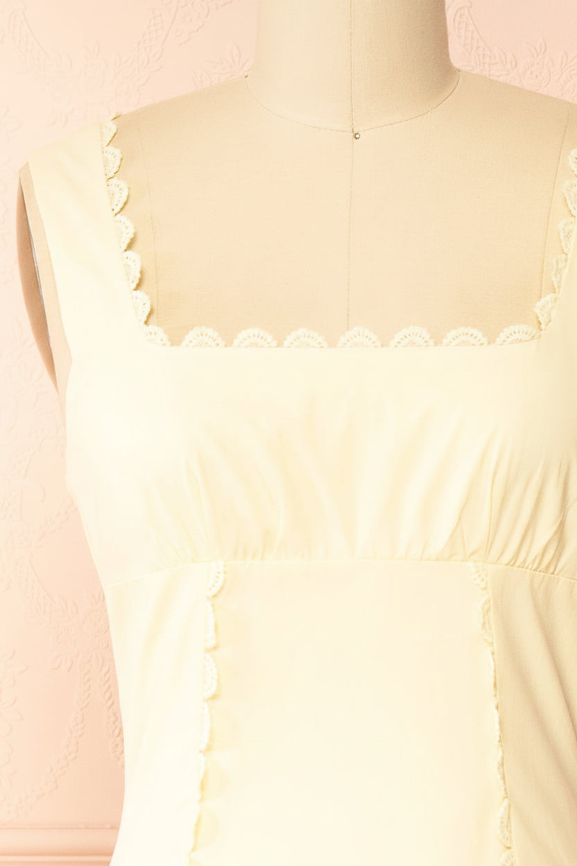 Nena Yellow Long Dress with Square Neckline | Boutique 1861 front