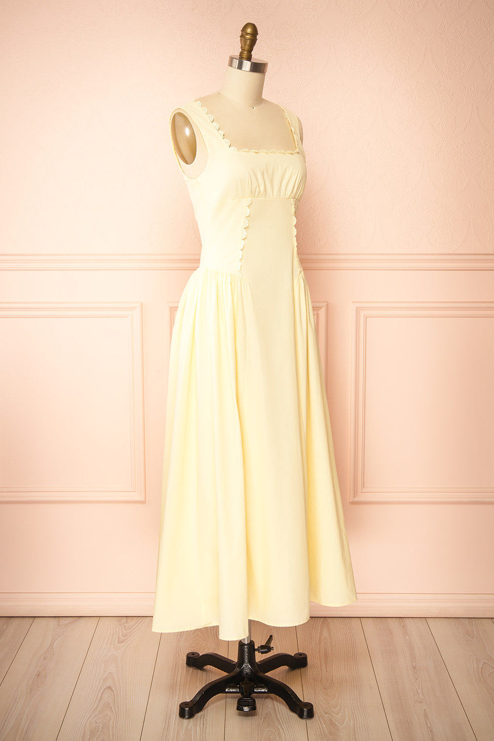 Nena Yellow Long Dress with Square Neckline | Boutique 1861 side view