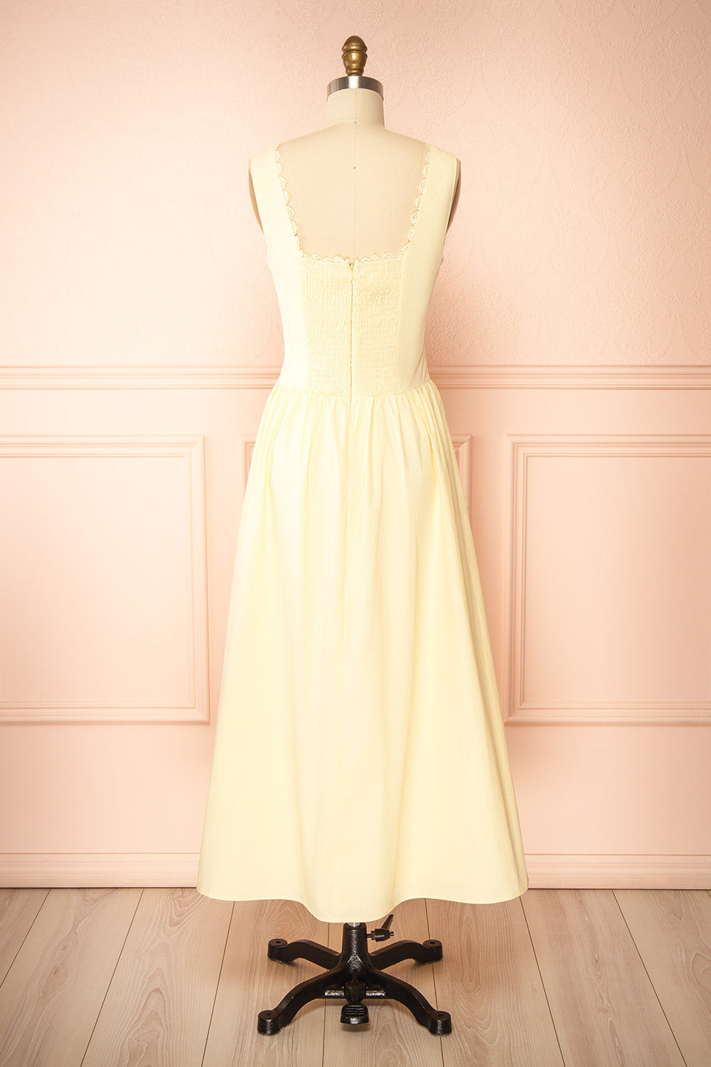 Nena Yellow Long Dress with Square Neckline | Boutique 1861 back view