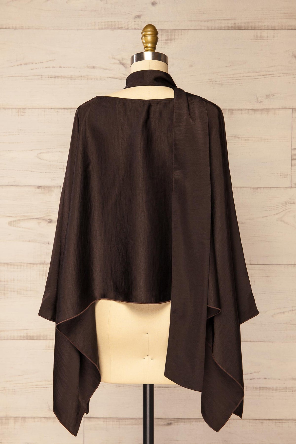 back view of Neomede Brown Satin Cape Top with Scarf at La petite garçonne