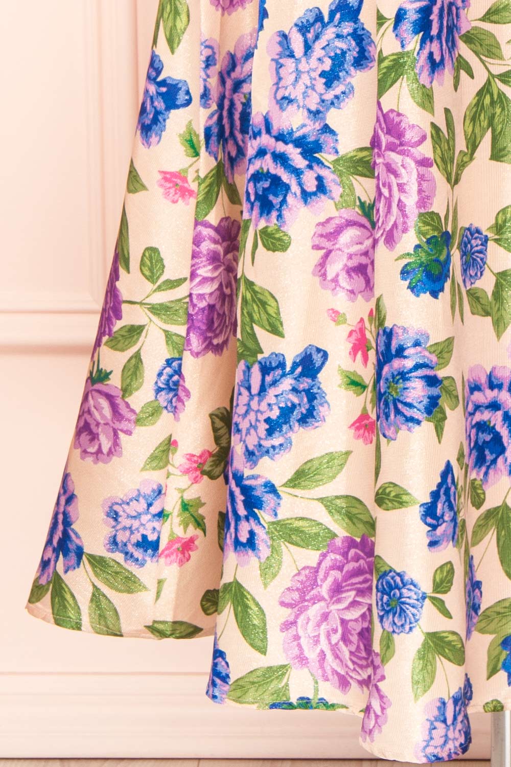 Nerine | Sparkly Strapless Floral Midi Dress