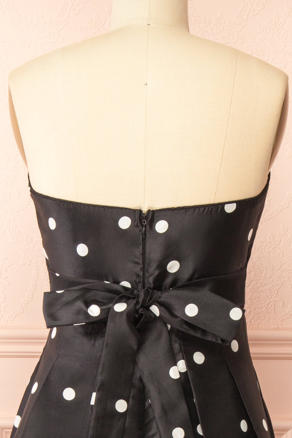 Nesrine Strapless Black Dress with White Polka Dots | Boutique 1861 back
